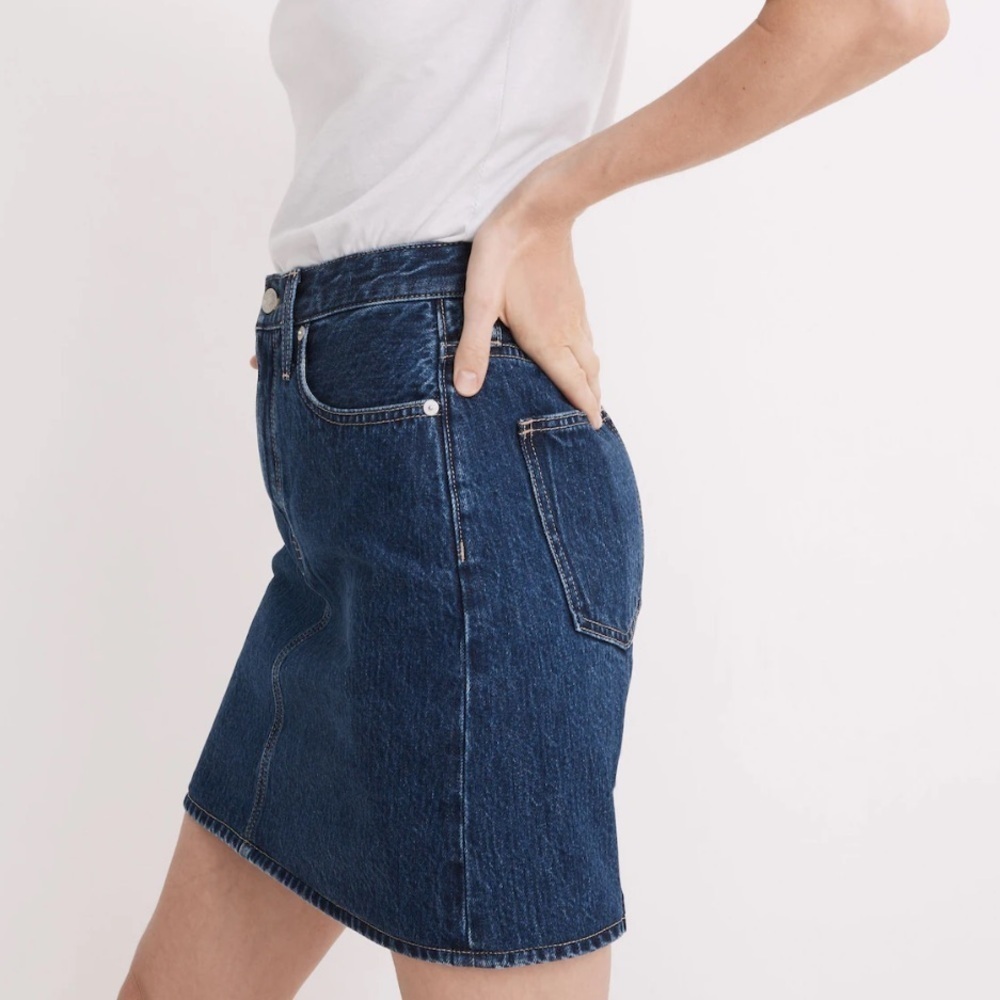 Madewell Denim High-Waist Straight Mini Skirt in Sunberry Wash Rigid A-line 26
